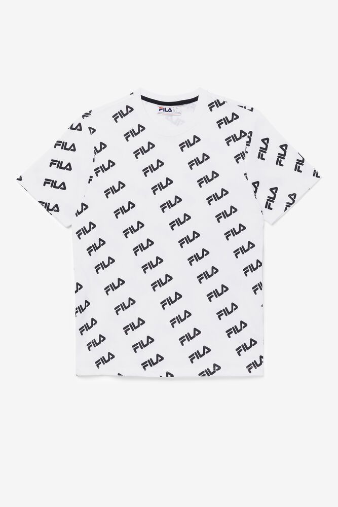 Fila Diagonal Logo T-Shirt White - Mens - 96502WKIQ